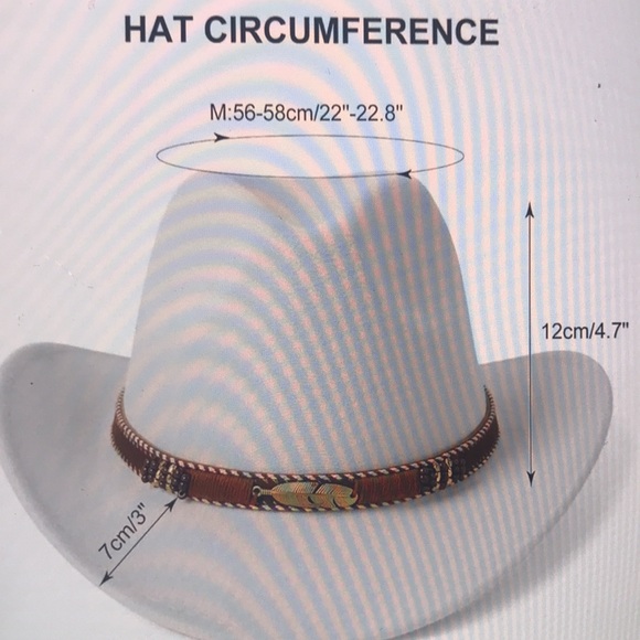White Western Cowboy Cowgirl Hat – Gold Feather Braid Band,‎ Felt, Men Women main image 4
